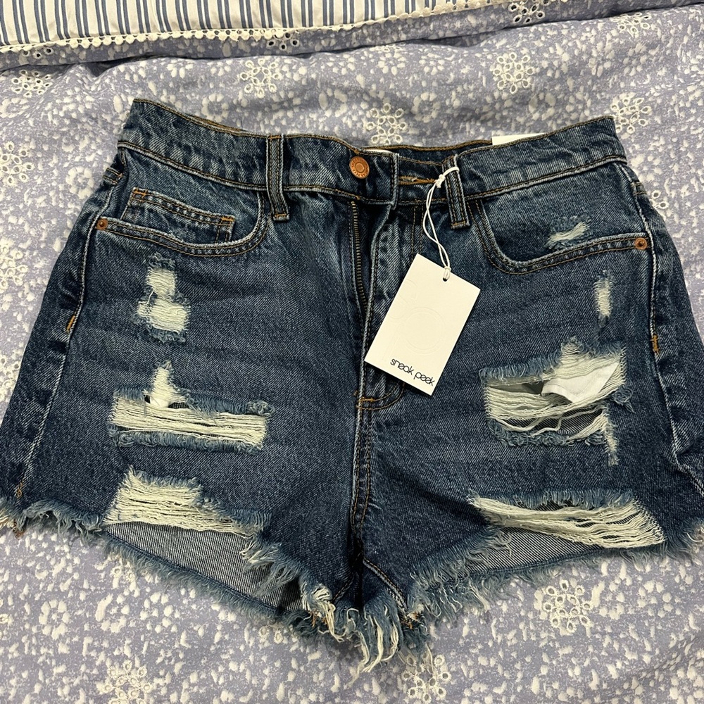 Distressed Denim Shorts